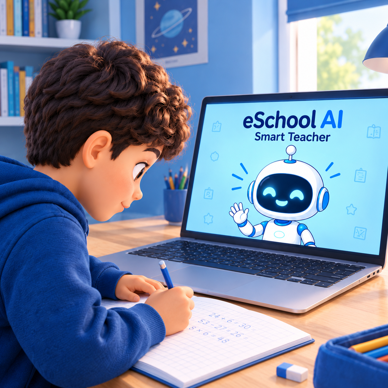 Student learning with the eSchool AI educational assistant